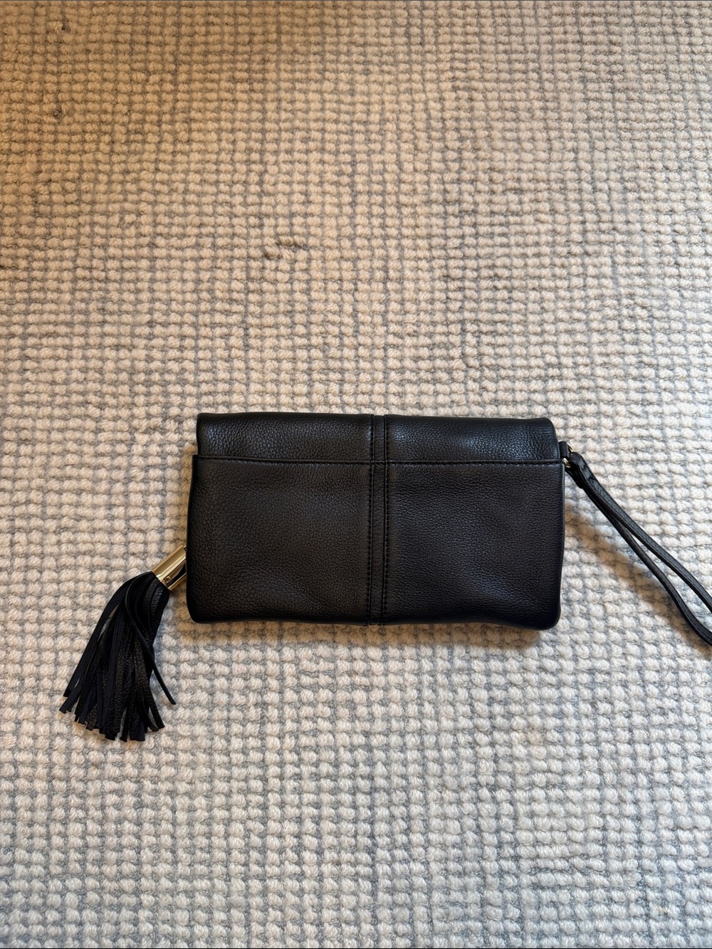 Calvin Klein Black Leather Wristlet Clutch with Gold Accent - Picture 4 of 7